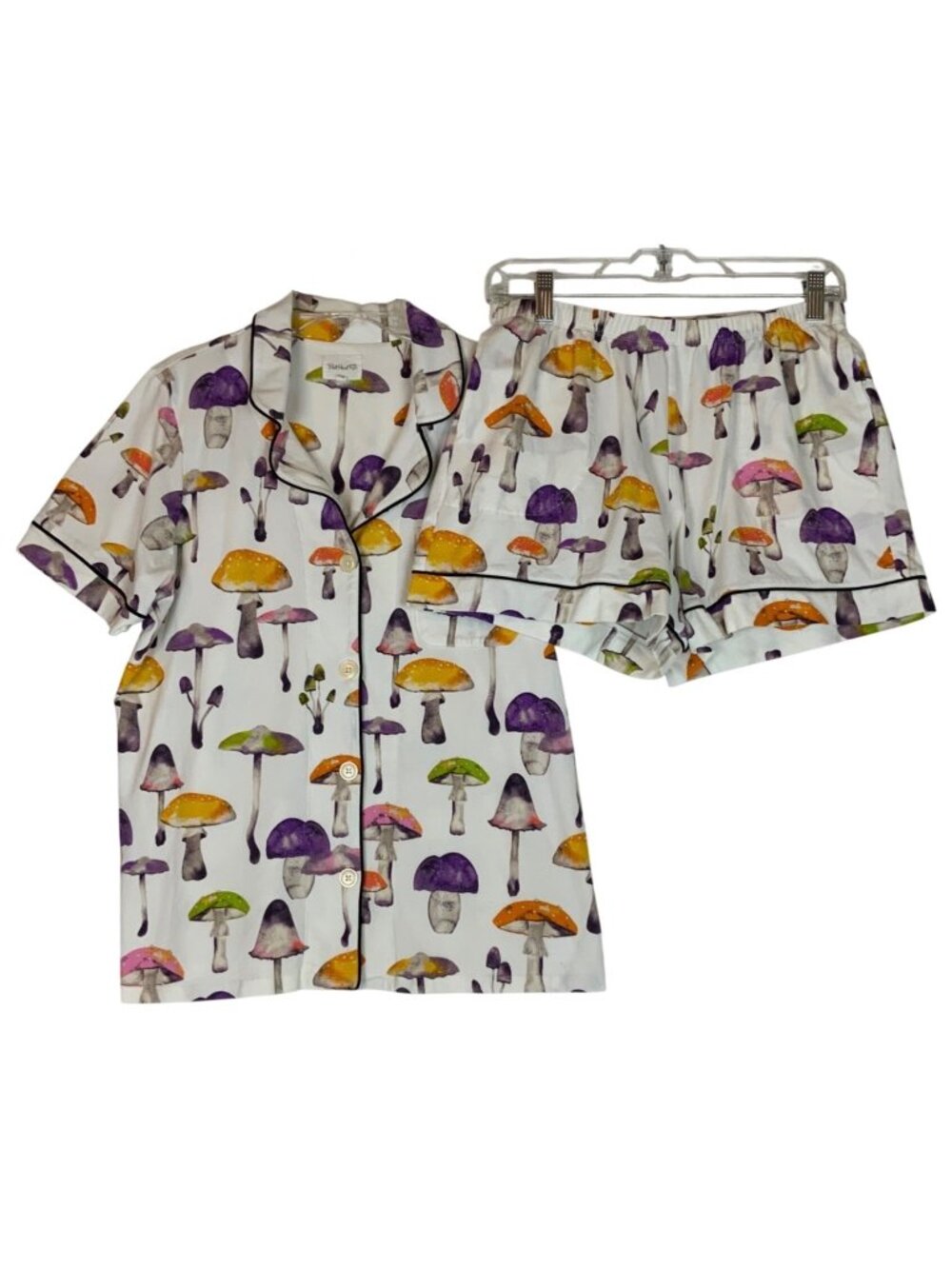 BedHead Pajamas Mushroom Print Short Sleeve Button Front Pajama Set Size Medium